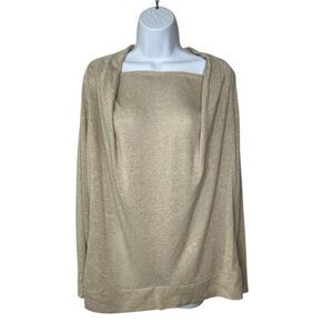 Chicos Women’s L Metallic Gold Shimmer Lightweight Sweater Top